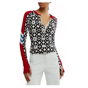 FP Movement by Free People Black and White Fitted Long Sleeve Graphic Top